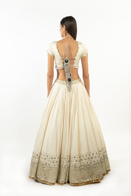 IVORY EMBELLISHED LEHENGA SET