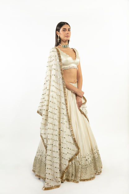 IVORY EMBELLISHED LEHENGA SET