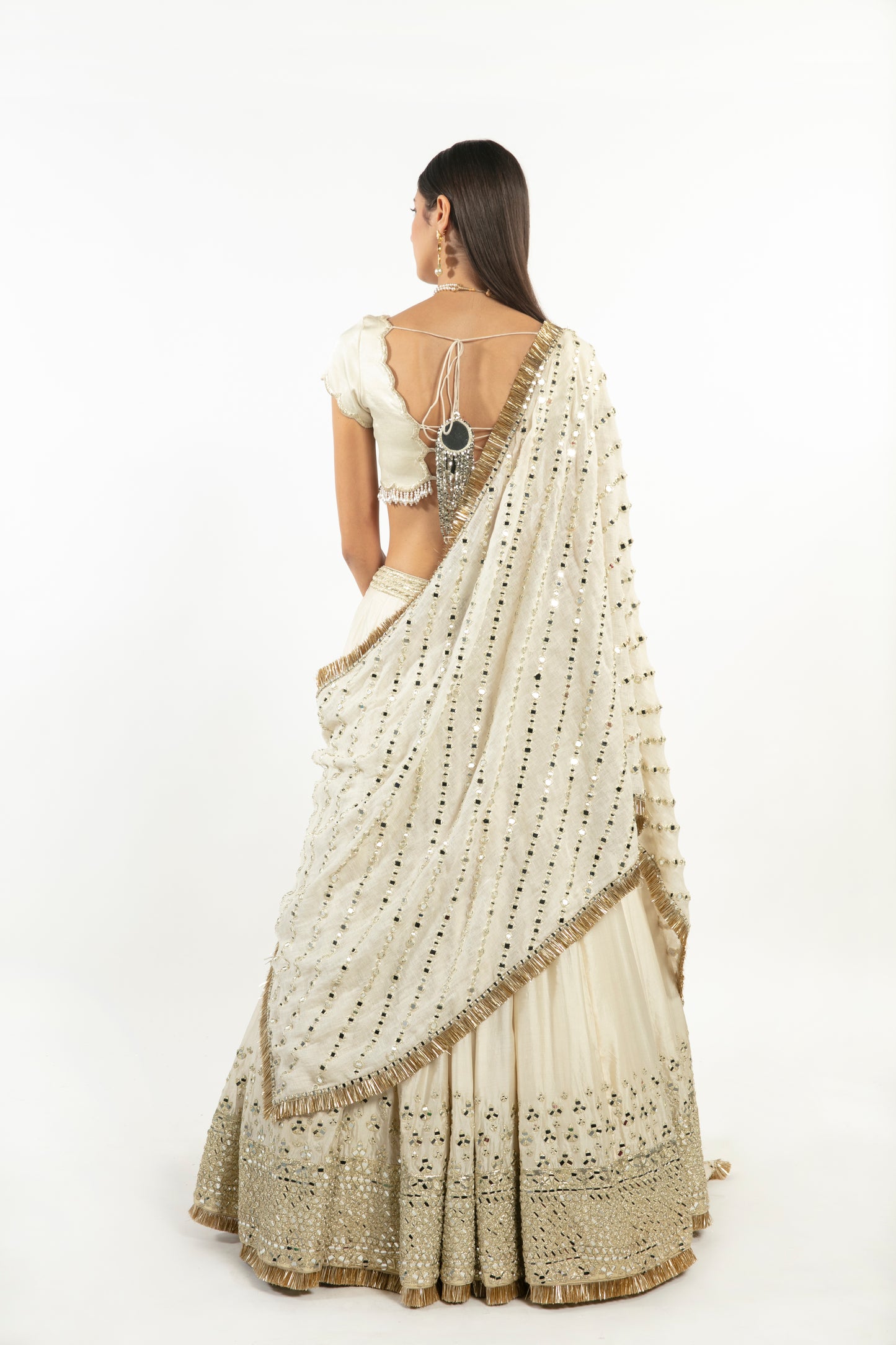 IVORY EMBELLISHED LEHENGA SET