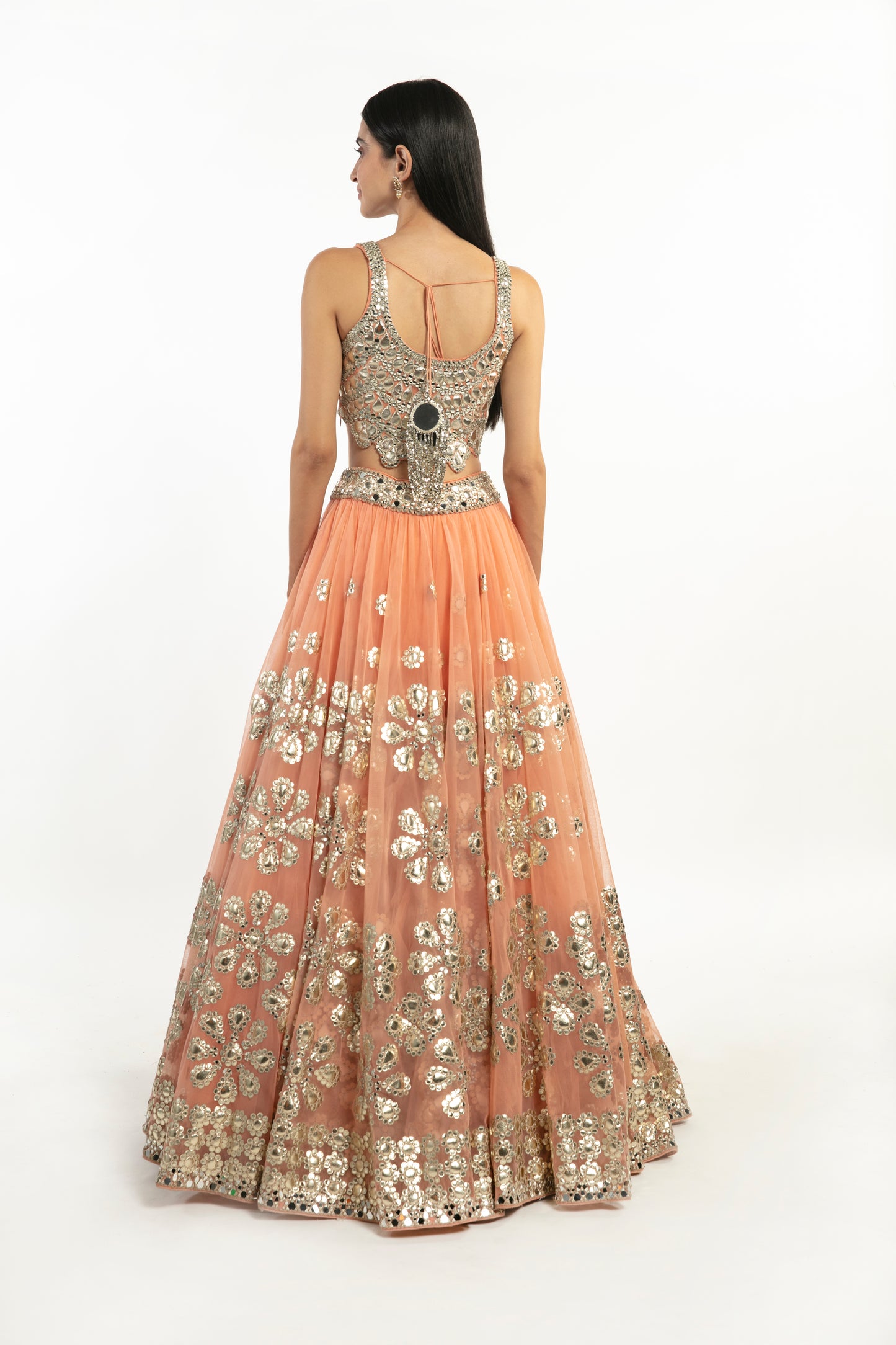 PEACH EMBELLISHED LEHENGA SET