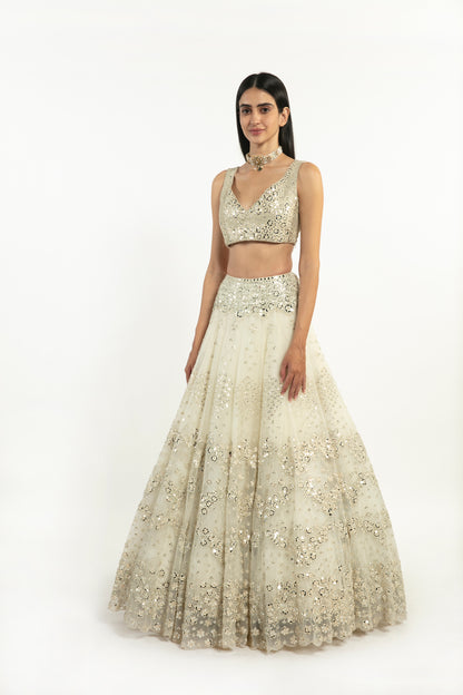 IVORY EMBELLISHED  LEHENGA SET