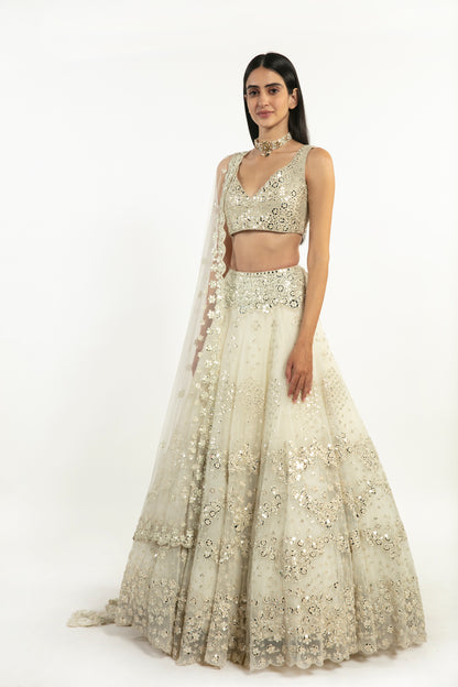 IVORY EMBELLISHED  LEHENGA SET