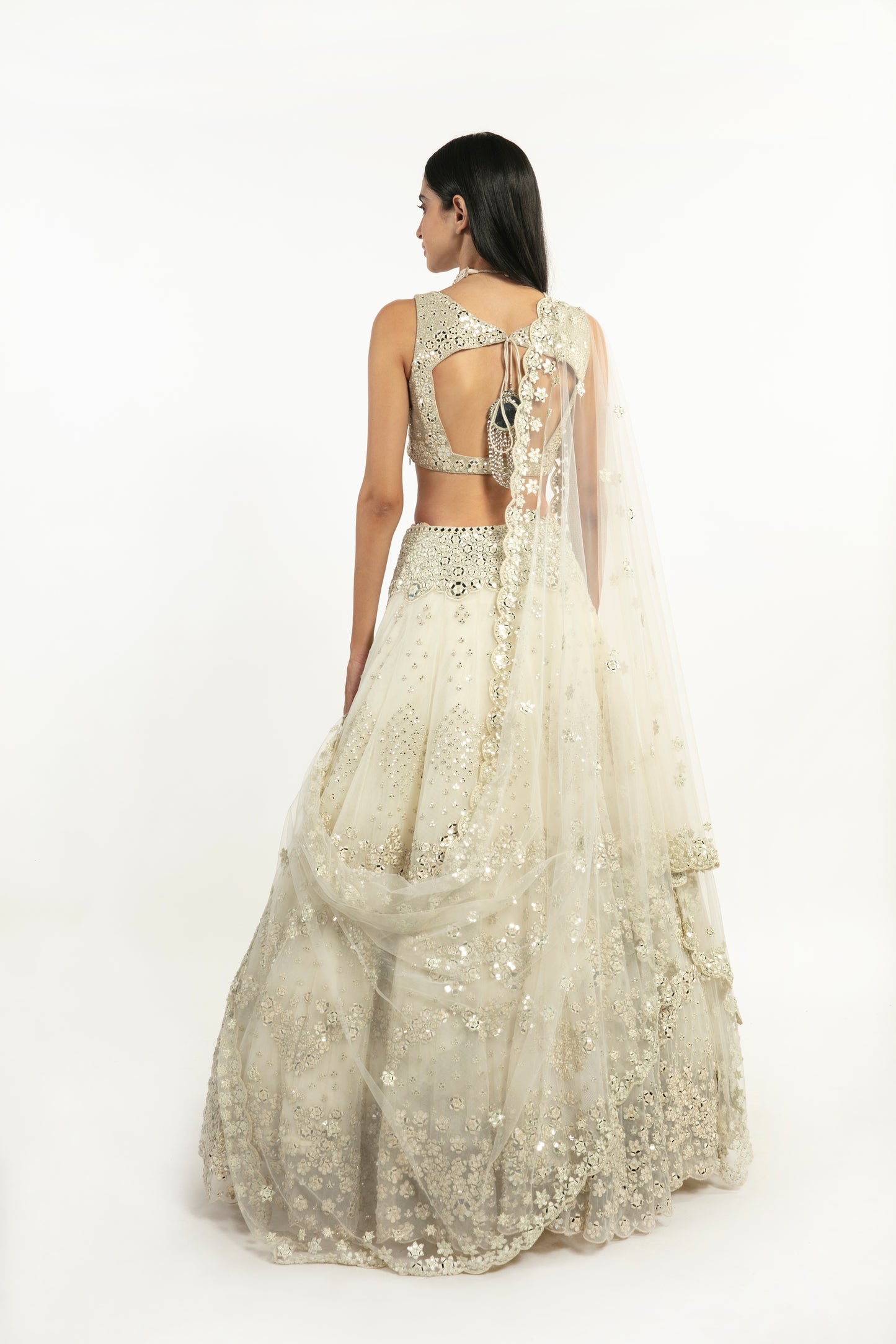 IVORY EMBELLISHED  LEHENGA SET