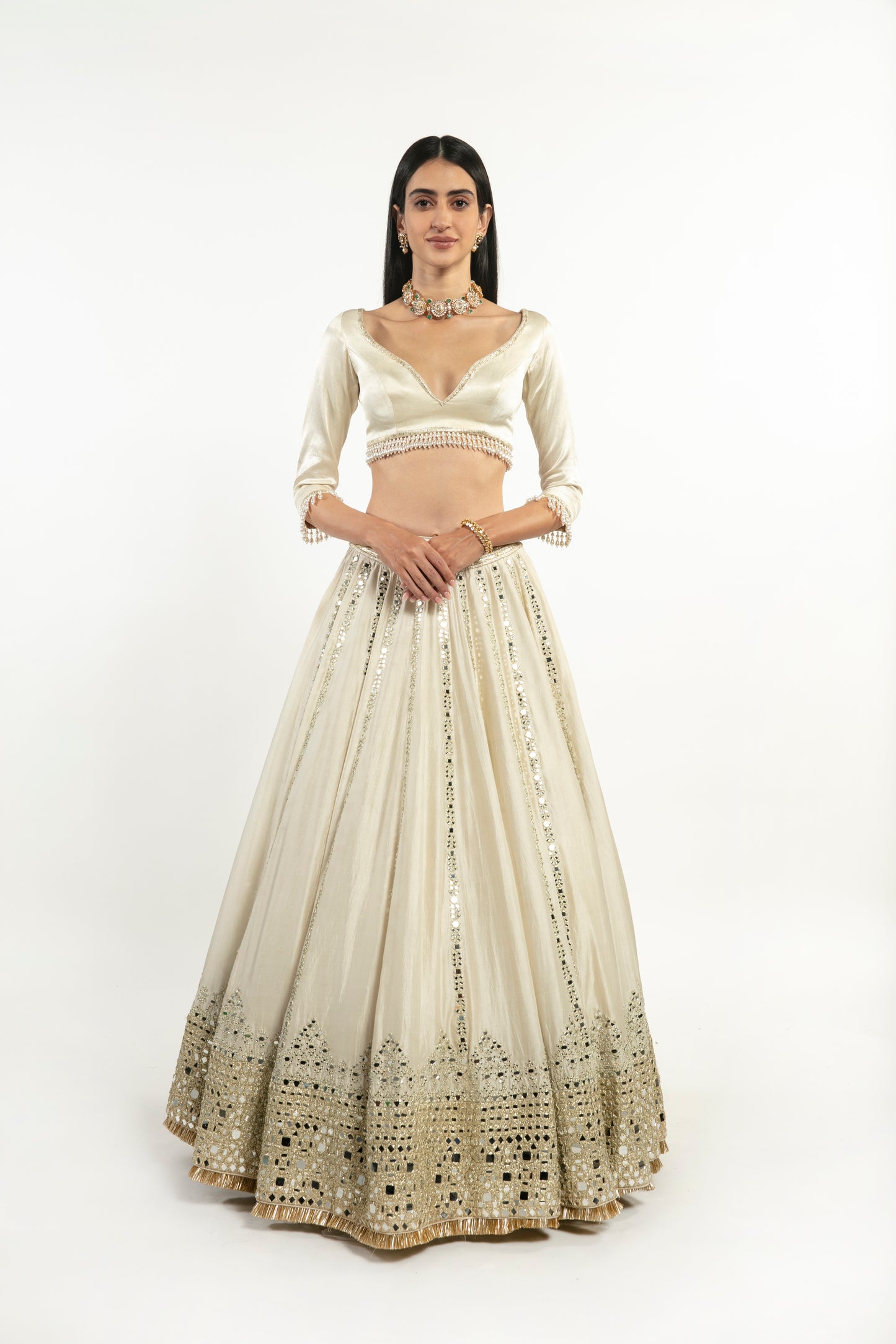 IVORY EMBELLISHED LEHENGA SET