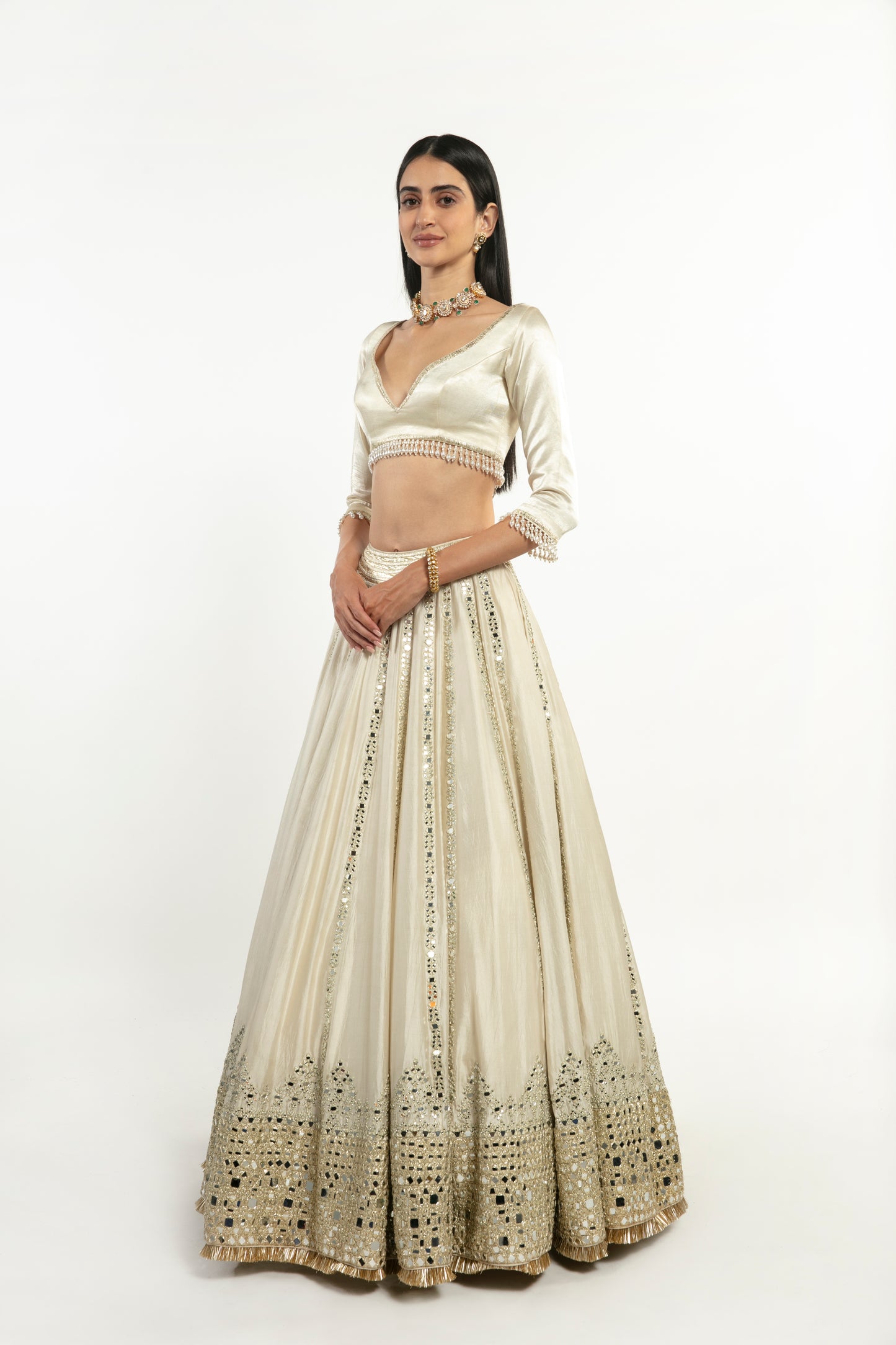 IVORY EMBELLISHED LEHENGA SET