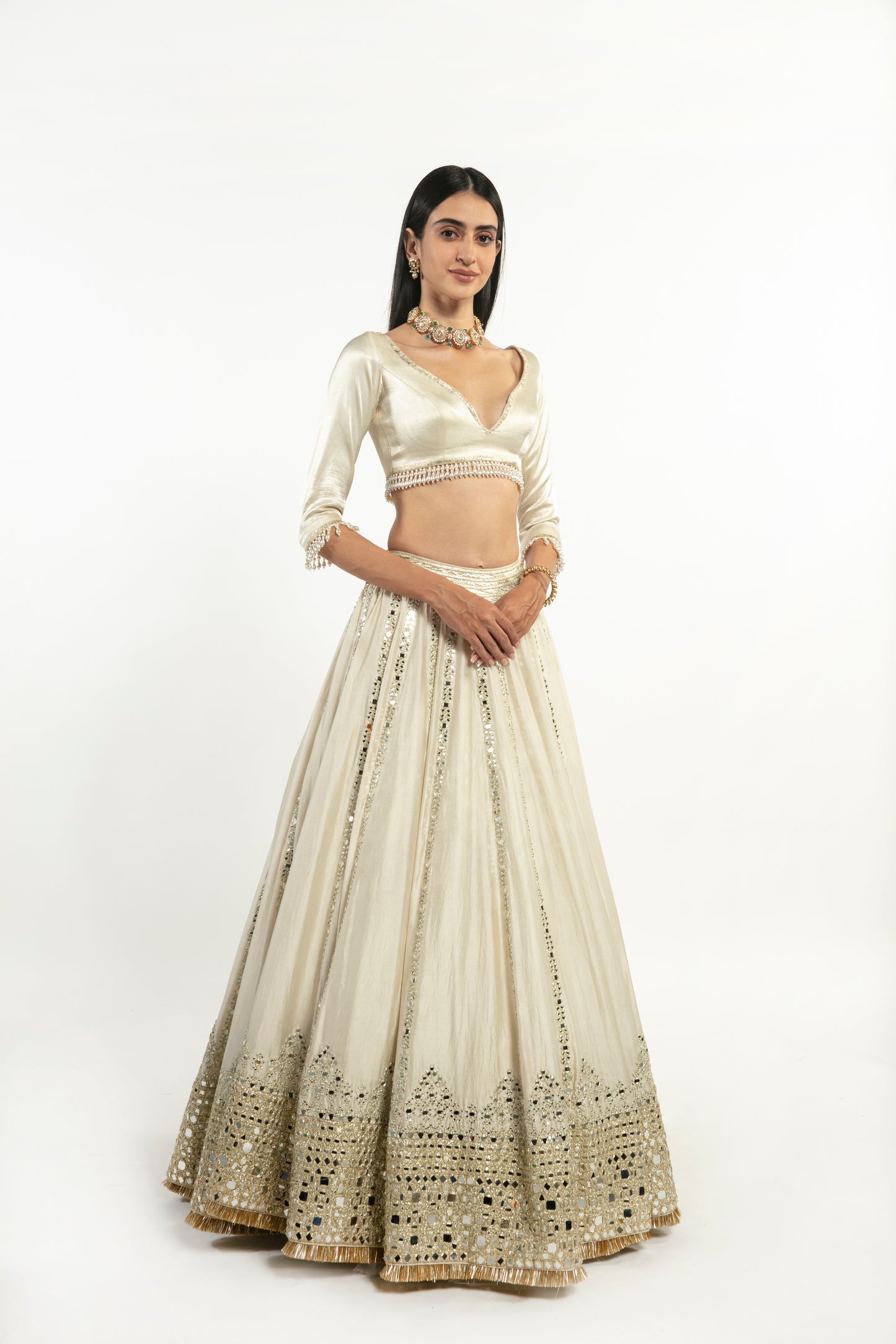 IVORY EMBELLISHED LEHENGA SET