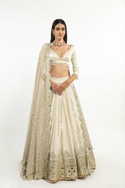 IVORY EMBELLISHED LEHENGA SET