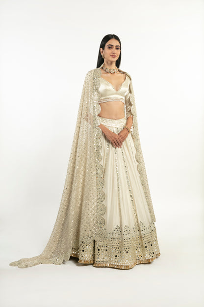 IVORY EMBELLISHED LEHENGA SET