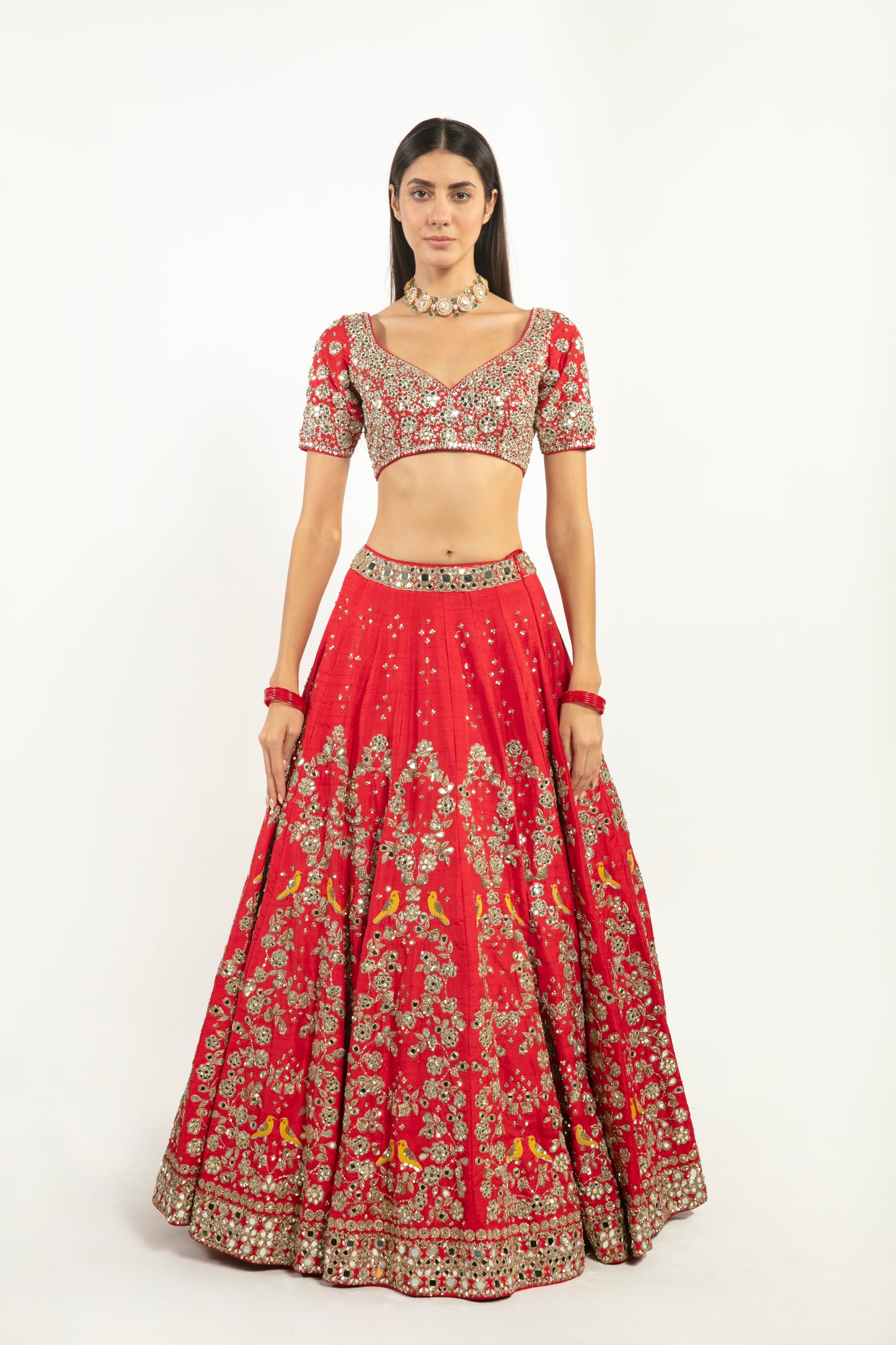 BEGUM RED EMBELLISHED LEHENGA SET