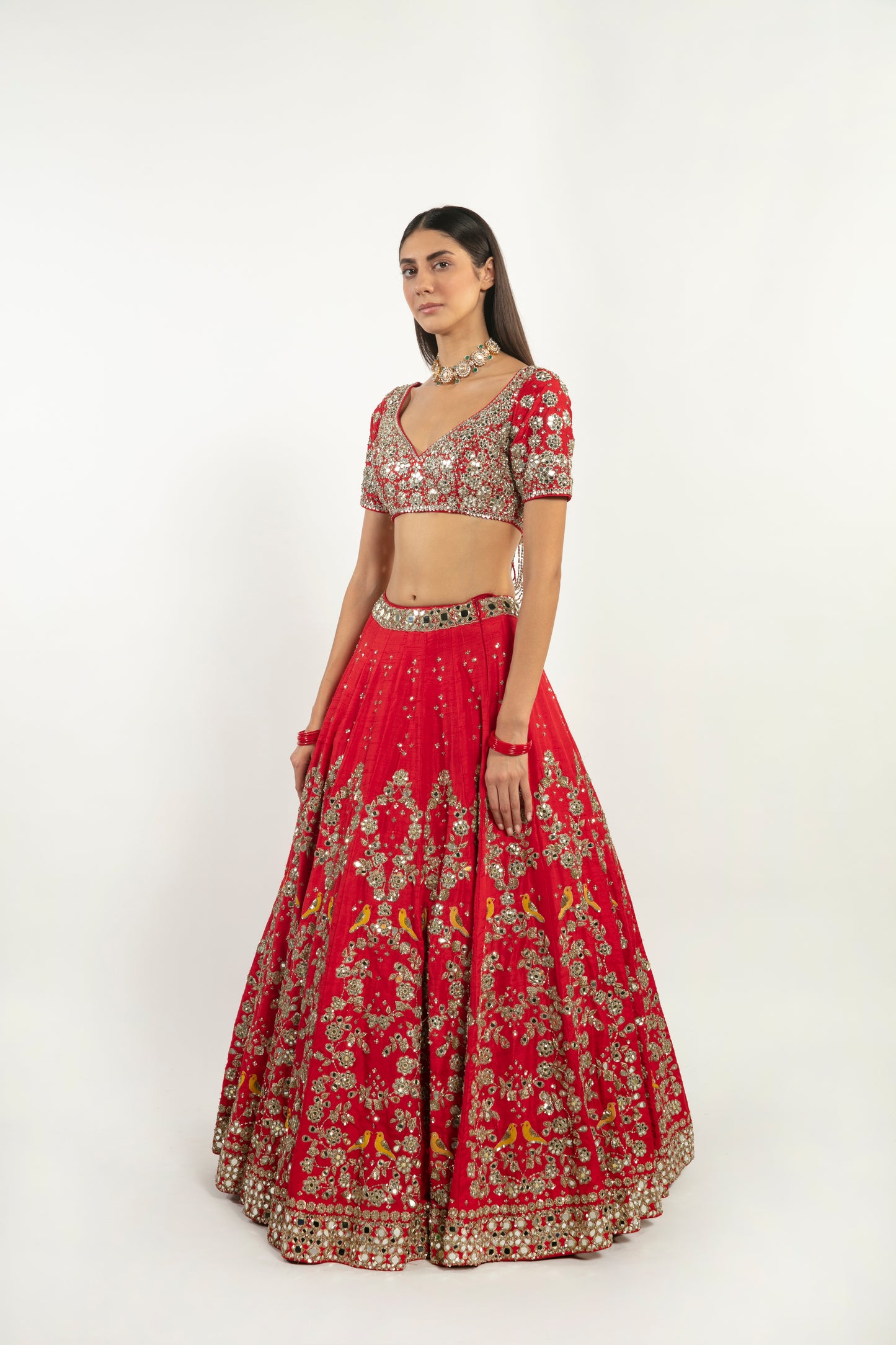 BEGUM RED EMBELLISHED LEHENGA SET