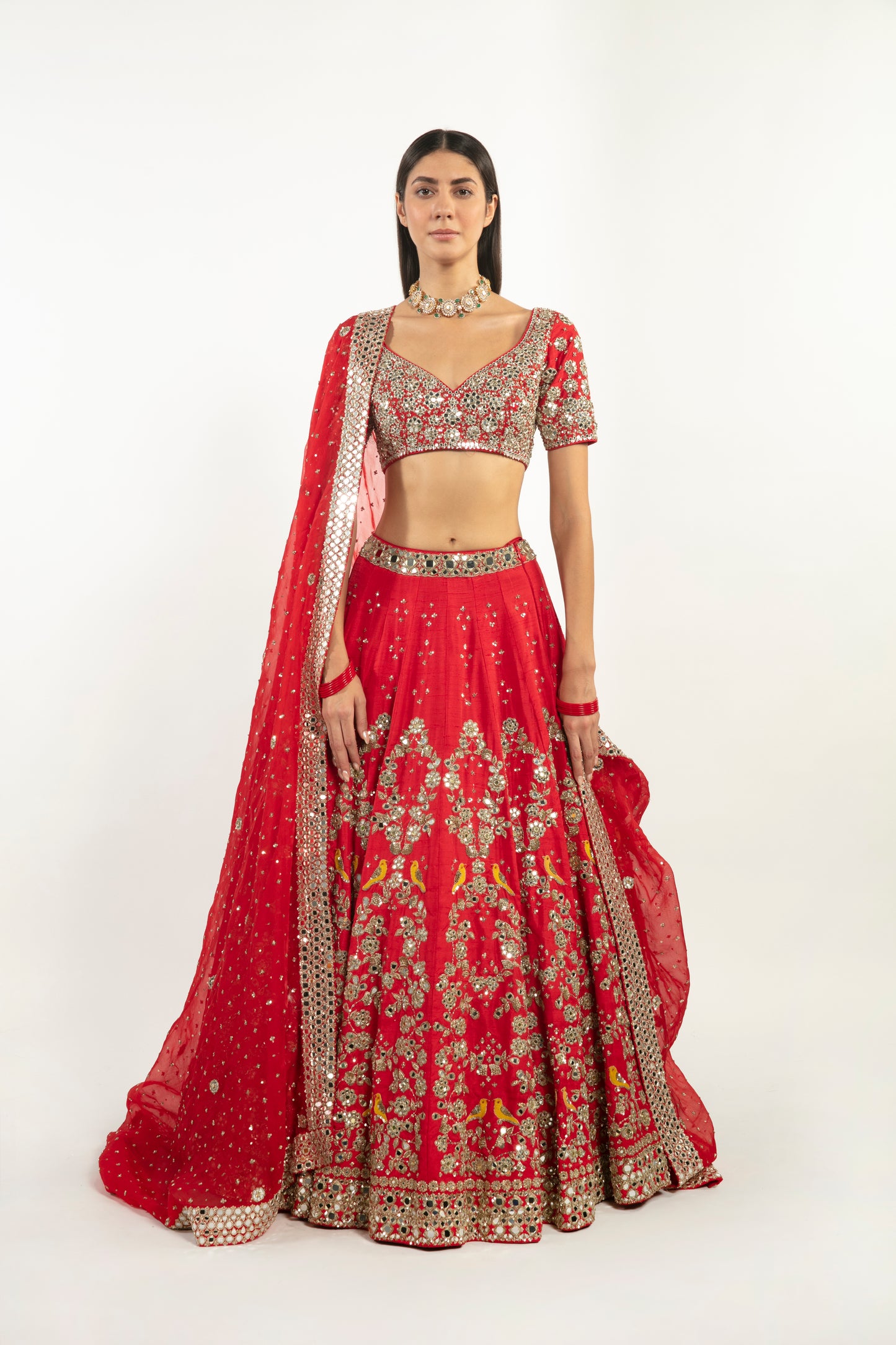 BEGUM RED EMBELLISHED LEHENGA SET