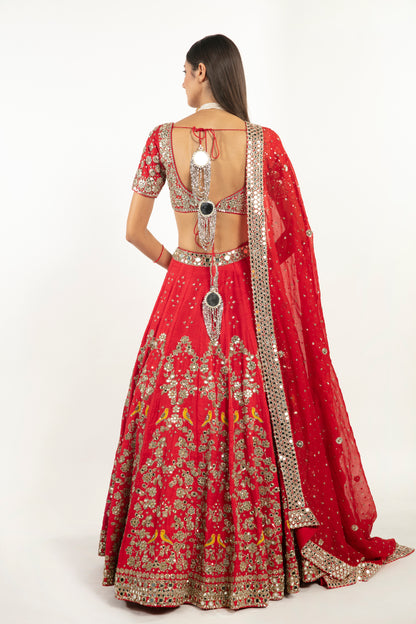 BEGUM RED EMBELLISHED LEHENGA SET