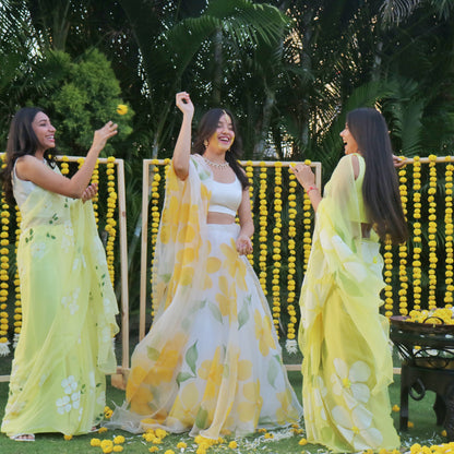 FLORA SEQUINS LEHENGA SET IN YELLOW