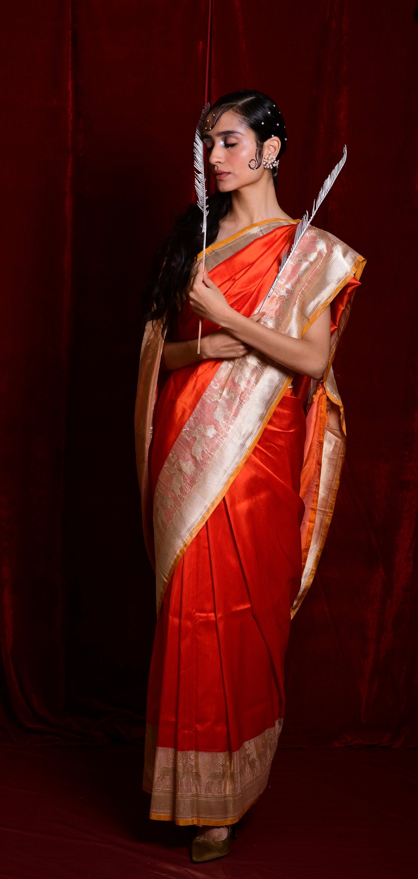 TANGERINE SILK SAREE