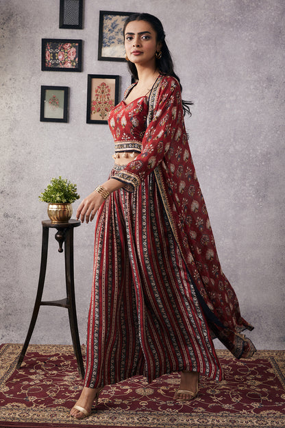 SAROUK EMBROIDERED CO-ORD SET WITH JACKET