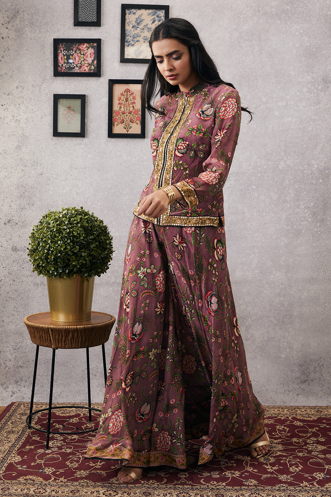 MEHR EMBROIDERED JACKET WITH FLARED PANTS