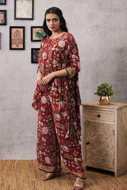 MEHR EMBROIDERED ASYMMETRIC CO-ORD SET