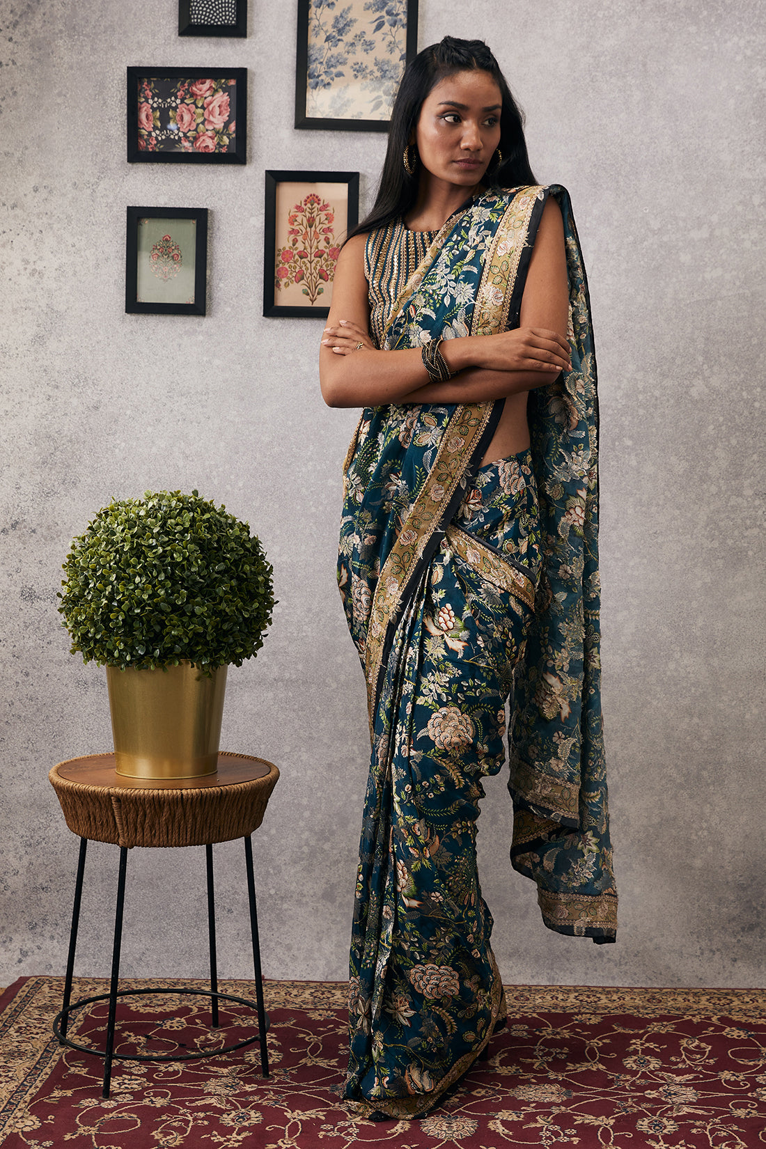 MEHR EMBROIDERED PRE-DRAPED SAREE