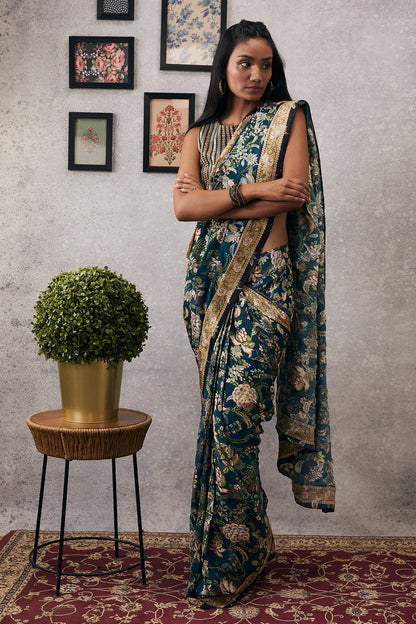 MEHR EMBROIDERED PRE-DRAPED SAREE