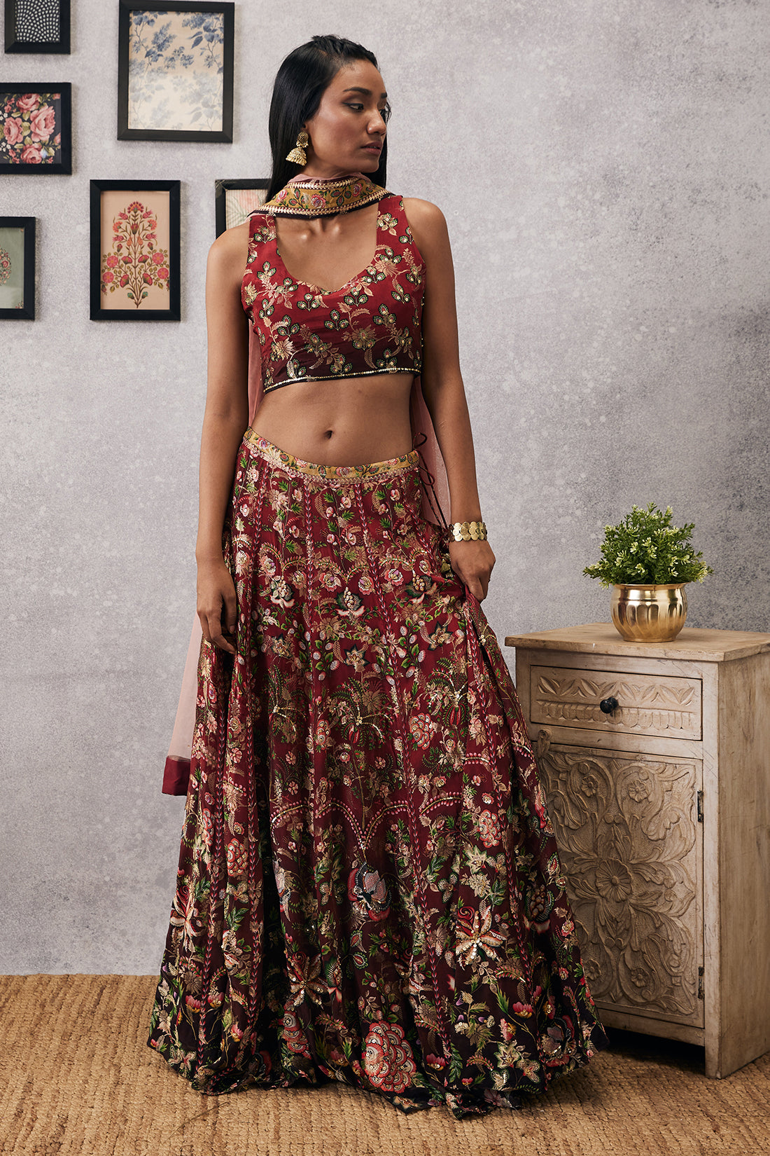 MEHR EMBROIDERED LEHENGA SET WITH DUPATTA