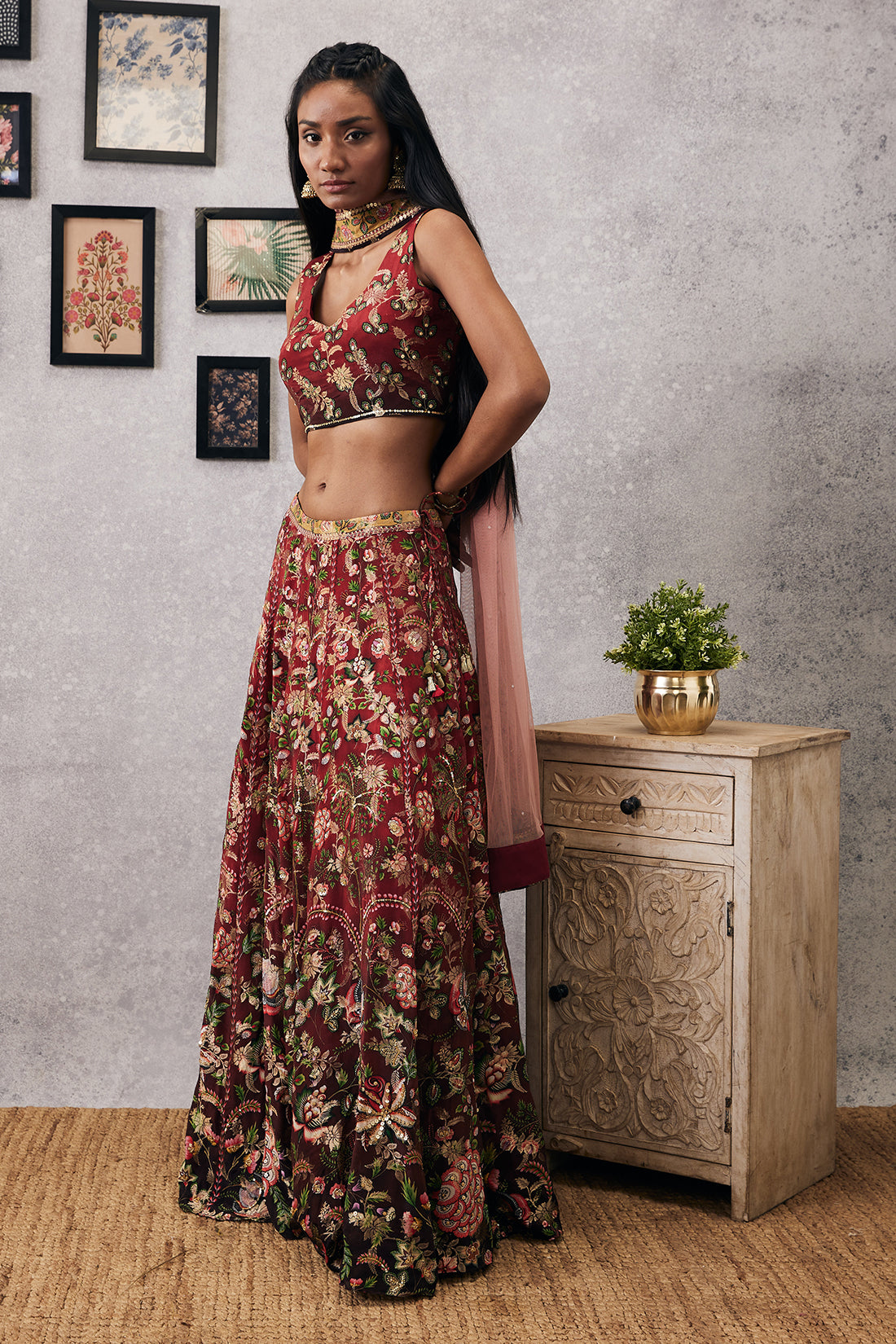 MEHR EMBROIDERED LEHENGA SET WITH DUPATTA