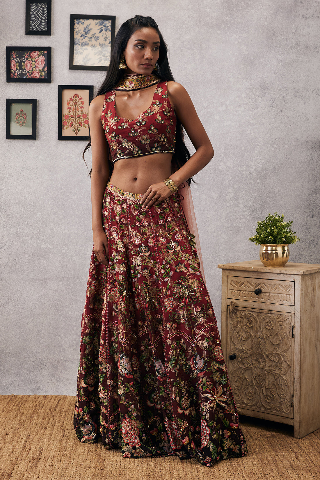 MEHR EMBROIDERED LEHENGA SET WITH DUPATTA