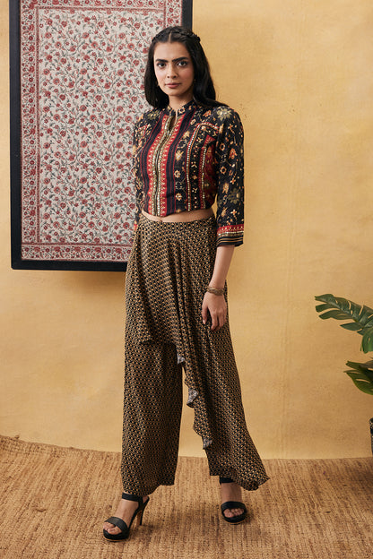 ZAHRA EMBROIDERED TOP WITH DRAPE PANTS