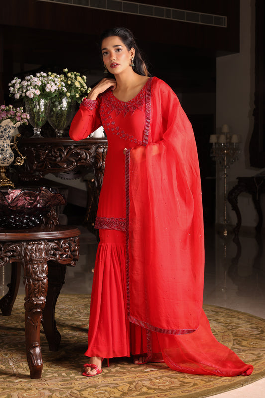 RED GHARARA SET