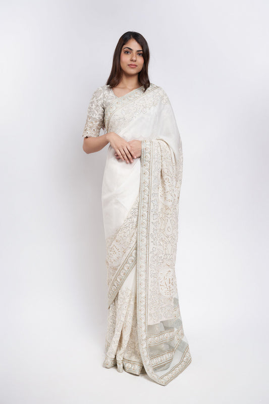 FRENCH KNOT IVORY SAREE