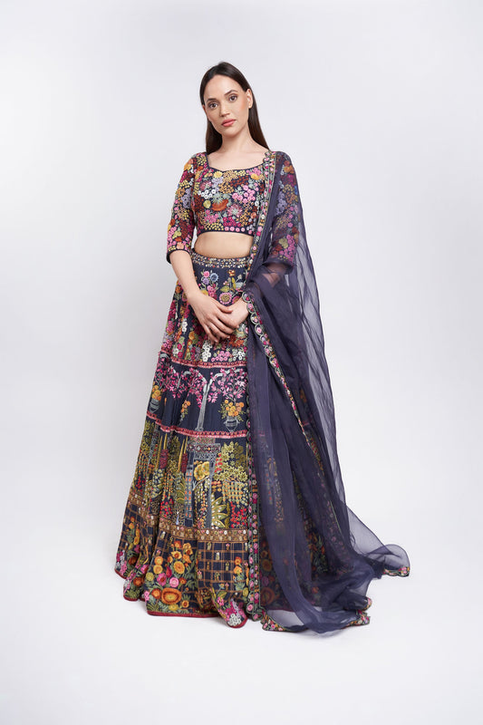 NAVY BLUE GULISTAN LEHENGA