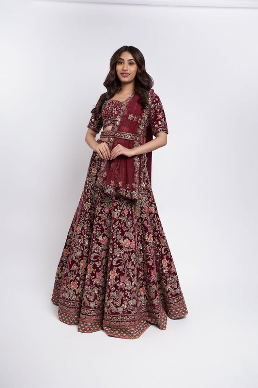 MAROON LEHENGA SET