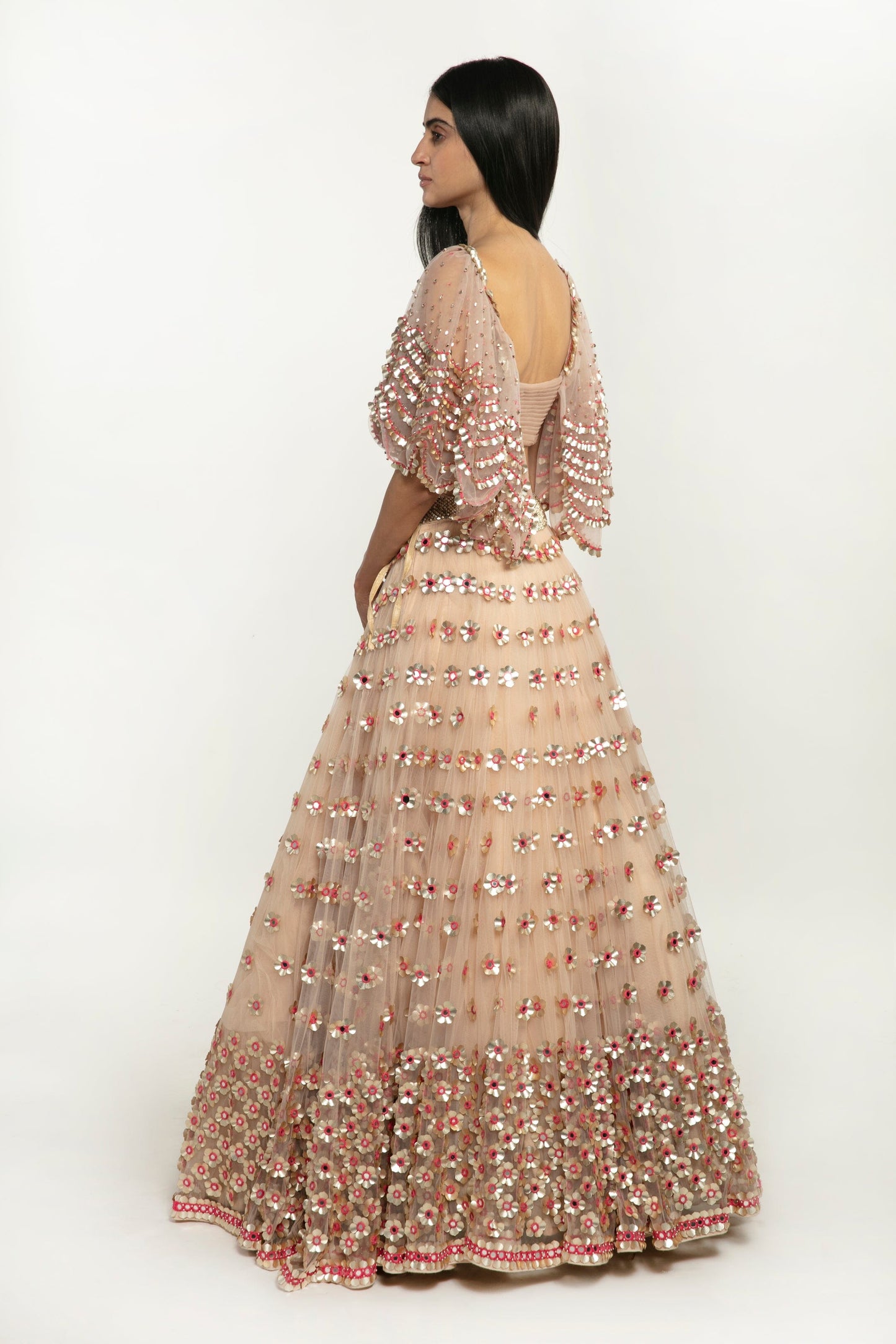 BLUSH PINK EMBELLISHED LEHENGA SET White Maison de Couture 