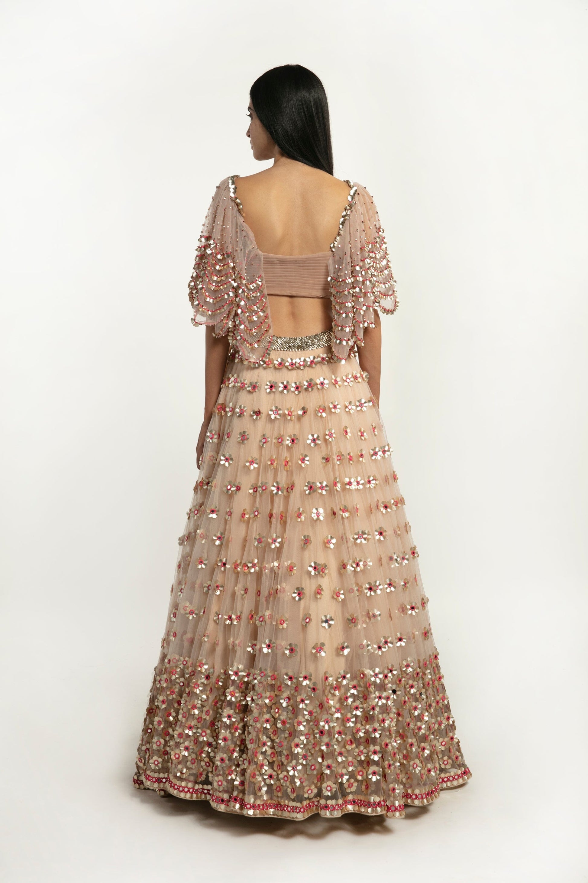 BLUSH PINK EMBELLISHED LEHENGA SET White Maison de Couture 