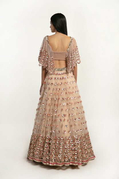 BLUSH PINK EMBELLISHED LEHENGA SET White Maison de Couture 