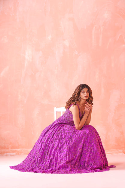 PURPLE EMBROIDERED GOWN