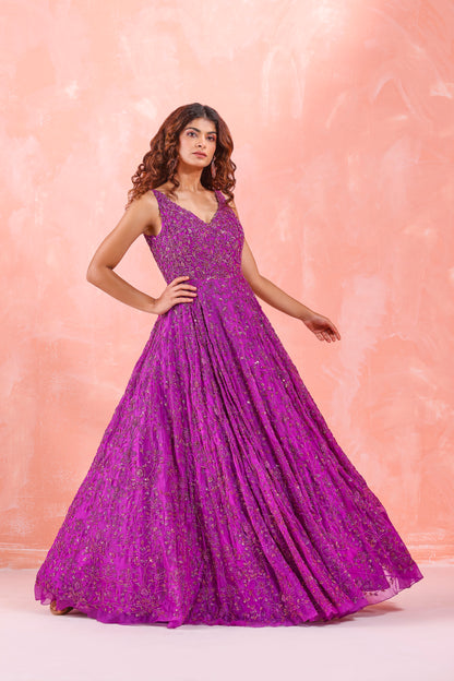 PURPLE EMBROIDERED GOWN