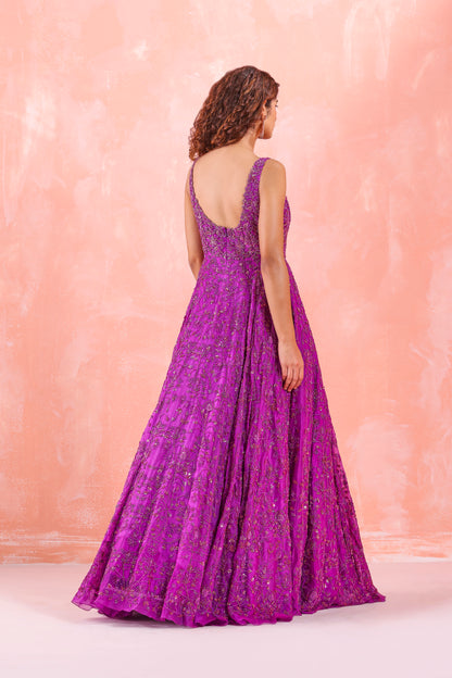 PURPLE EMBROIDERED GOWN