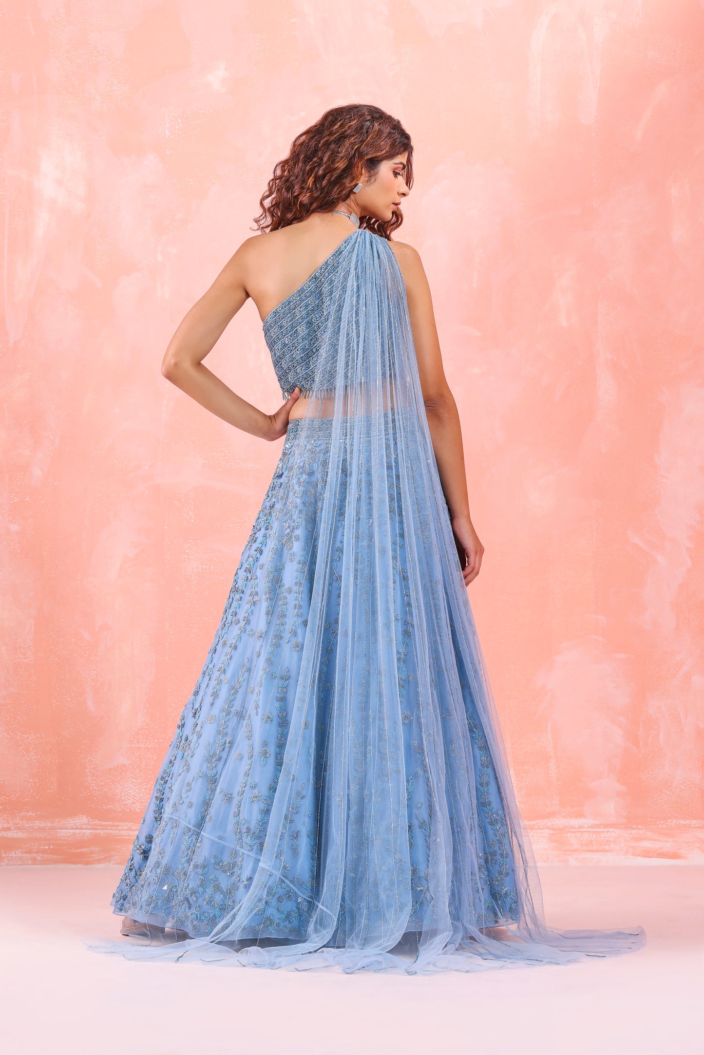 PASTEL BLUE EMBROIDERED LEHENGA SET