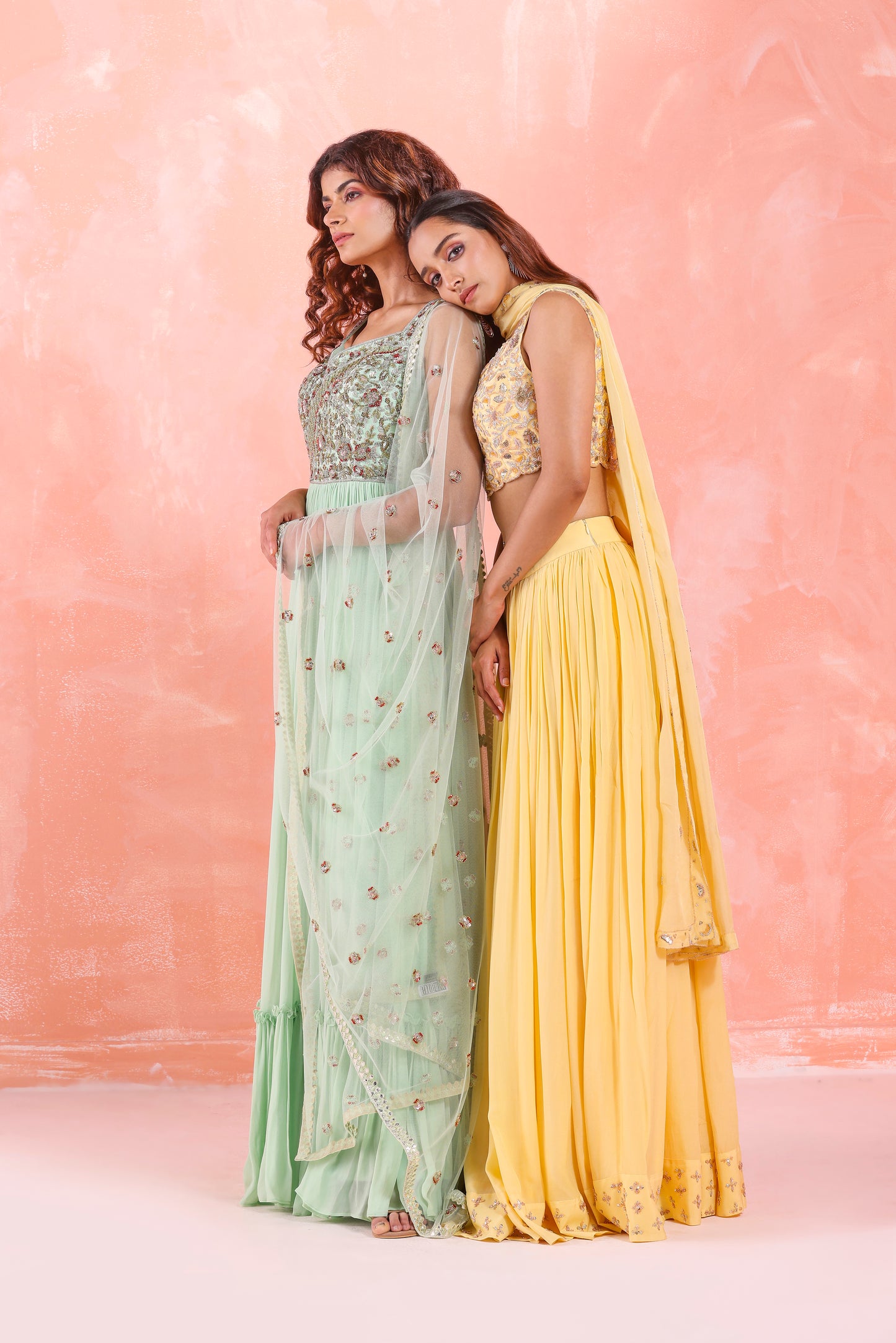 PASTEL YELLOW EMBROIDERED LEHENGA