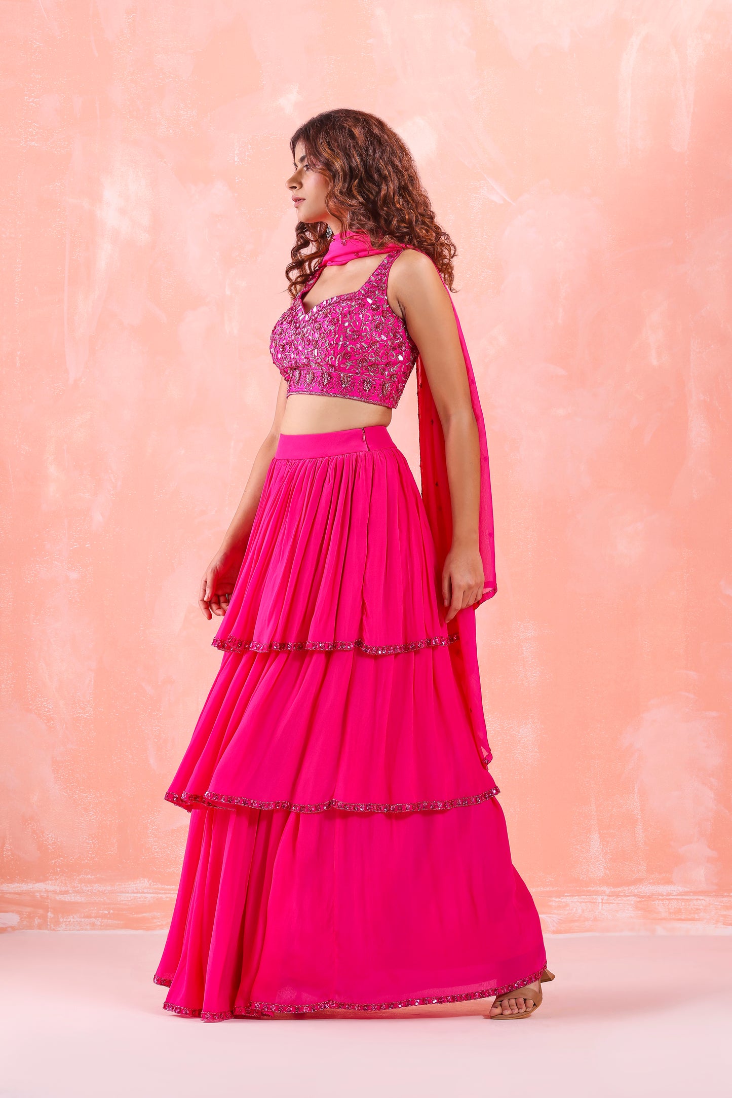 RANI PINK EMBROIDERED LEHENGA