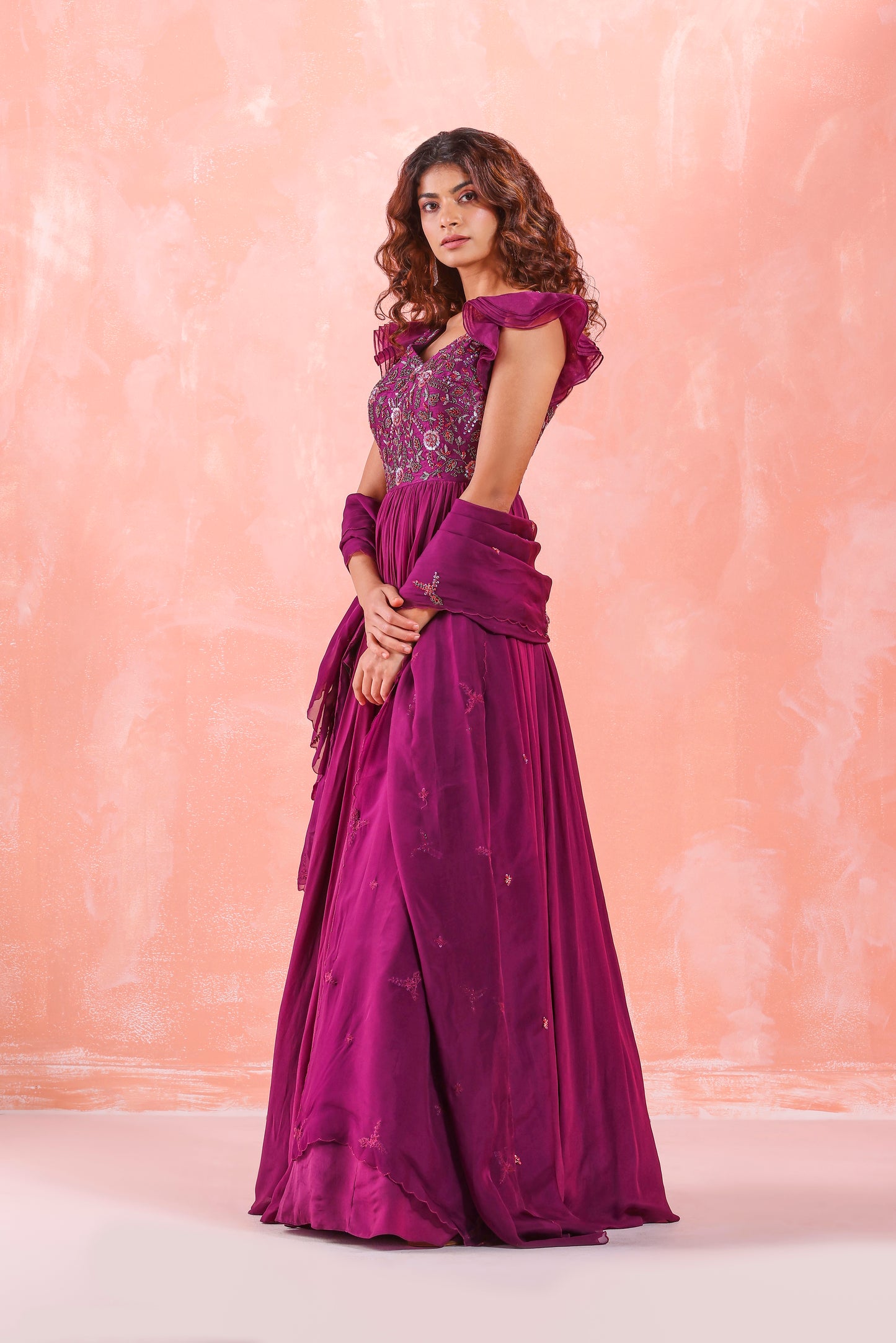 VIOLET EMBROIDERED GOWN