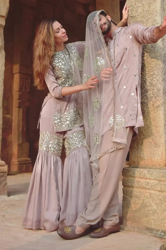 LILAC EMBELLISHED SHARARA SET