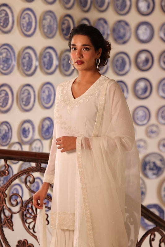 WHITE GHARARA SET