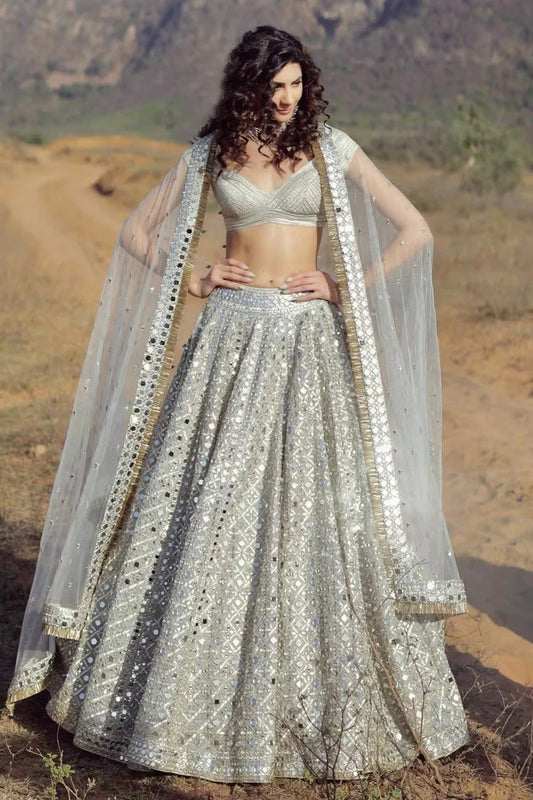 IVORY EMBELLISHED LEHENGA SET