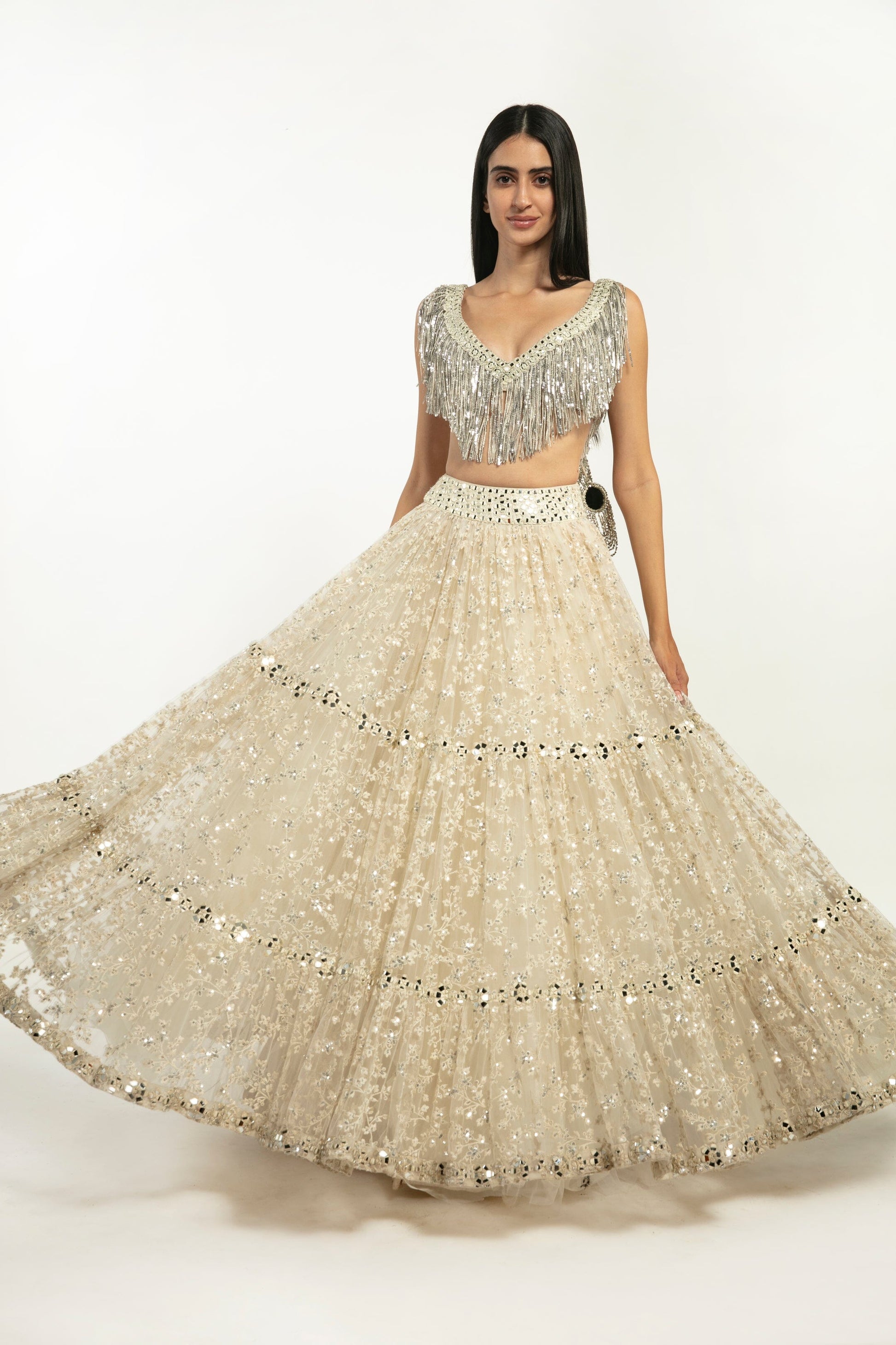 IVORY EMBELLISHED LEHENGA SET White Maison de Couture 